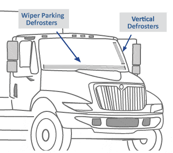 Front windshiled defrosters